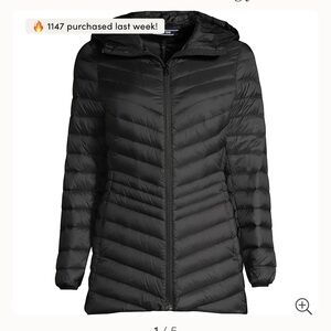 XL Lands’ End Coat Women's Wanderweight Packable Down Hooded Long Jacket